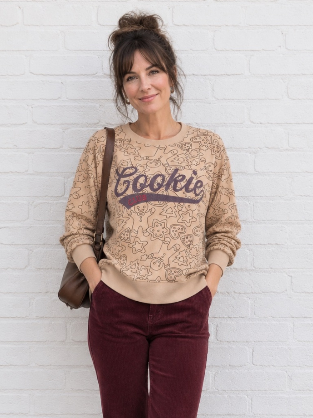 Cookie Club Gingerbread Graphic Sweatshirt XL Whimsical Cozycore